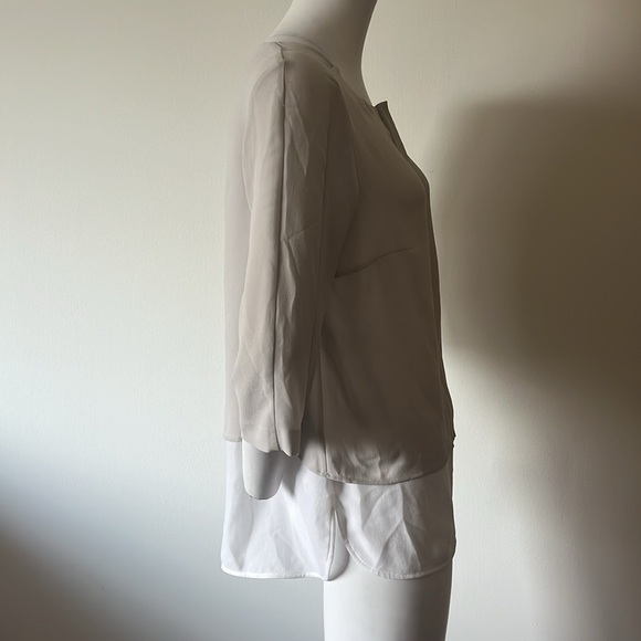Boss Chic Silver Blouse with White Hem Size 4 New Without Tag - Picture 6 of 11